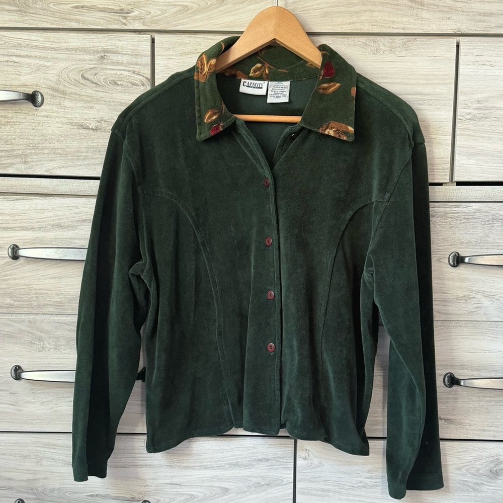 Vintage Capacity knits beautiful rich green velvet size L